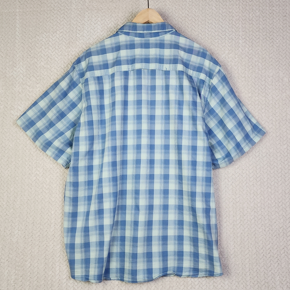 Wrangler Regular Fit Blue Short Sleeve Button Down Shirt Mens 3xl - Picture 2 of 9